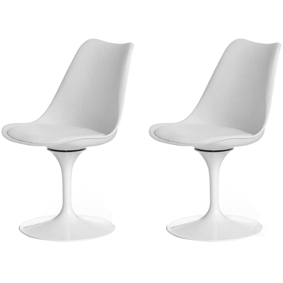 Mid-Century Modern Swivel Tulip Side Chair with Comfortable Cushioned Seat, White Polypropylene Accent Side Chair Image 1