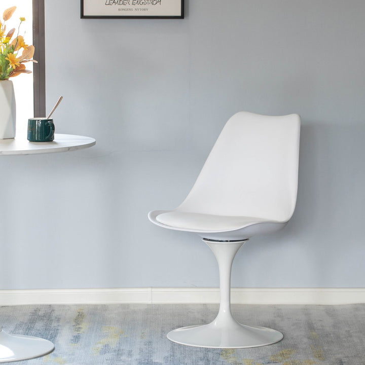 Mid-Century Modern Swivel Tulip Side Chair with Comfortable Cushioned Seat, White Polypropylene Accent Side Chair Image 5