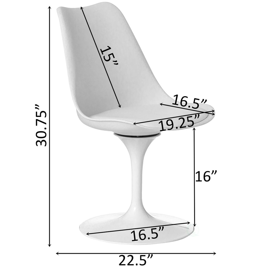 Mid-Century Modern Swivel Tulip Side Chair with Comfortable Cushioned Seat, White Polypropylene Accent Side Chair Image 8