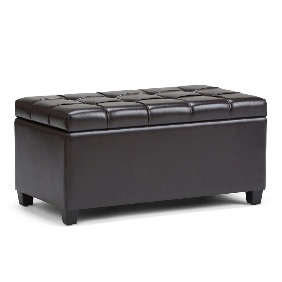 Sienna Storage Ottoman Vegan Leather 33.5in Rectangular Multi-Functional Furniture Image 1