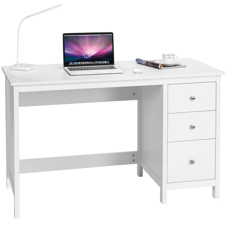 Computer Desk Study Writing Desk Home Office Workstation with 3 Drawers White/Black/Brown Image 1