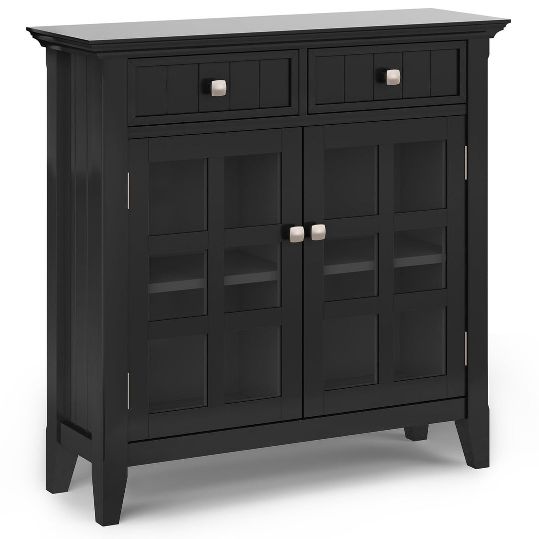 Acadian Entryway Storage Cabinet Dark Tobacco Brown Solid Pine Handcrafted Image 1