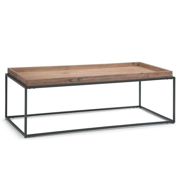 Carter Tray Top Coffee Table Acacia Wood Metal Frame 24D x 47W x 15.8H Image 1