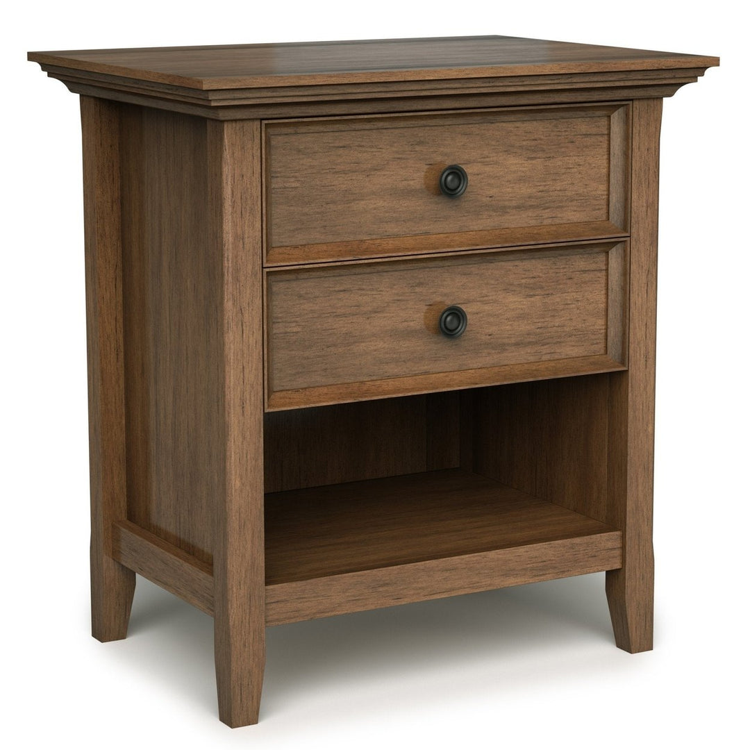 Amherst Bedside Table Solid Wood Nightstand 2 Drawers Open Shelf 16D x 24W x 26H Image 1