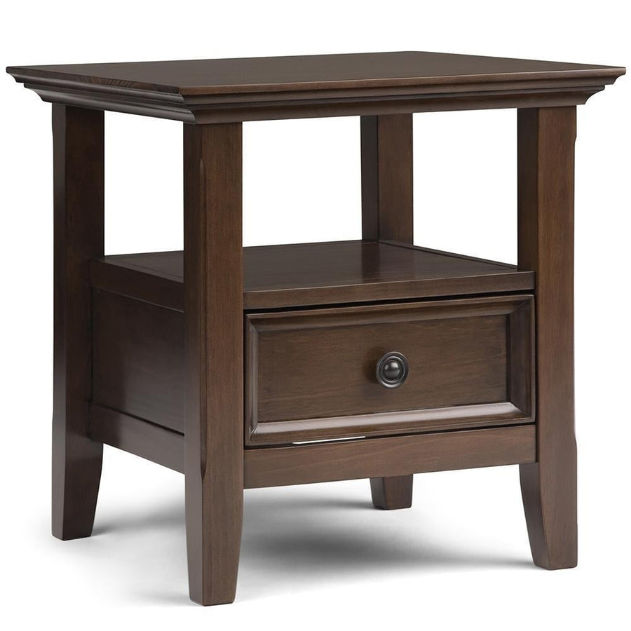 Amherst End Table Solid Wood 19x19 Handcrafted Drawer and Shelf Living Room Side Table Image 1