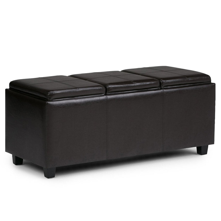 Avalon Ottoman Vegan Leather Extra Large Storage with Serving Trays 42W x 17H Image 1