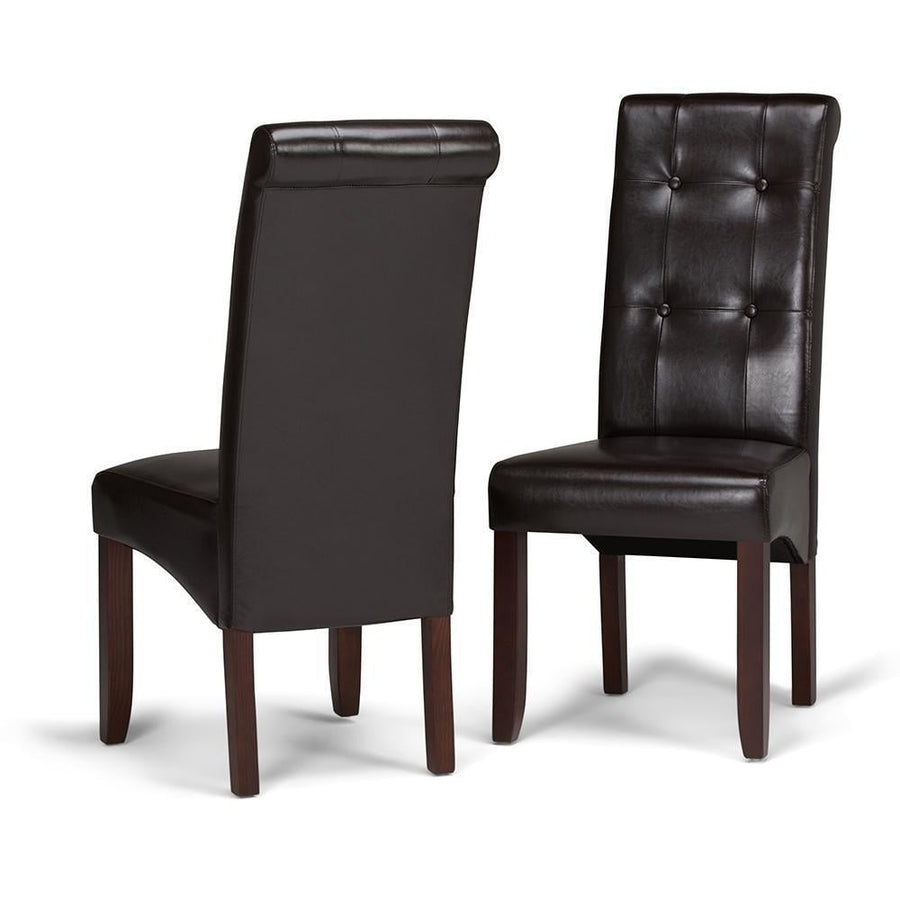 Cosmopolitan Dining Chair Set of 2 Vegan Leather Tufted Upholstered Brown Image 1