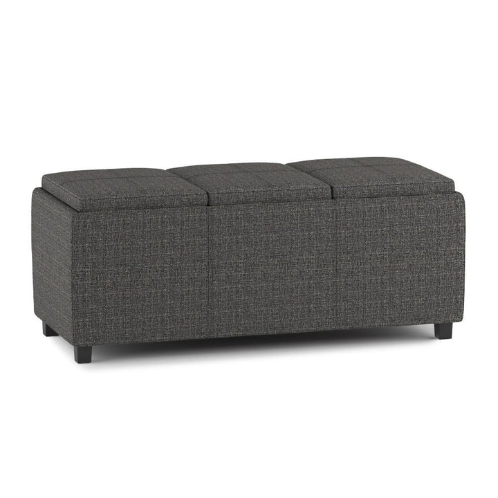 Avalon Extra Large Tweed Storage Ottoman with Serving Trays 42 Inch Rectangular Image 1