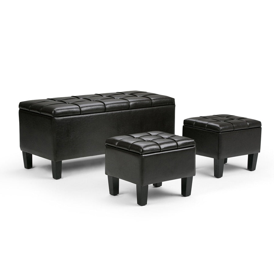 Dover 3 Pc Storage Ottoman in Vegan Leather Image 1
