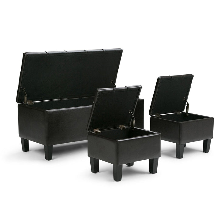 Dover 3 Pc Storage Ottoman in Vegan Leather Image 4