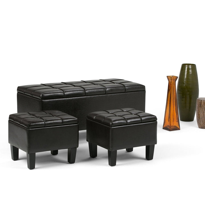 Dover 3 Pc Storage Ottoman in Vegan Leather Image 5