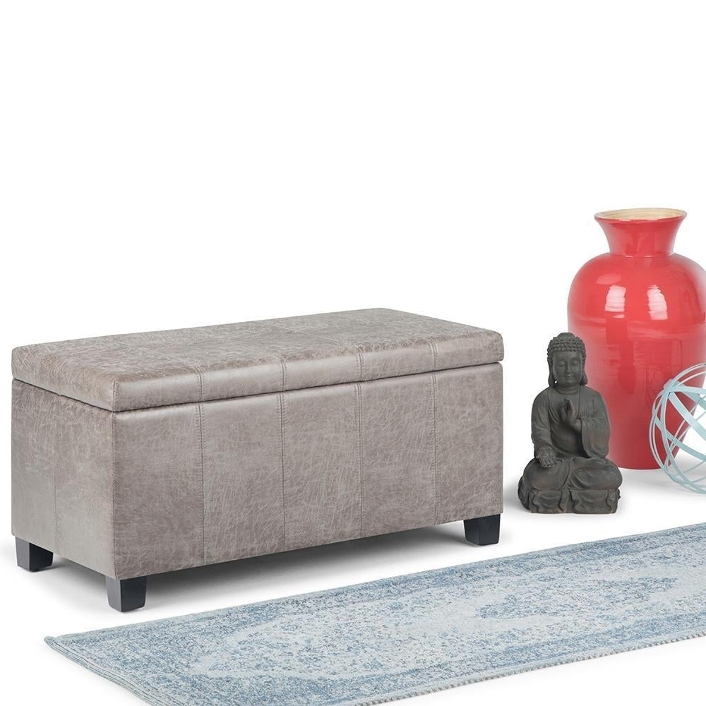 Dover Storage Ottoman in Distressed Vegan Leather Image 6