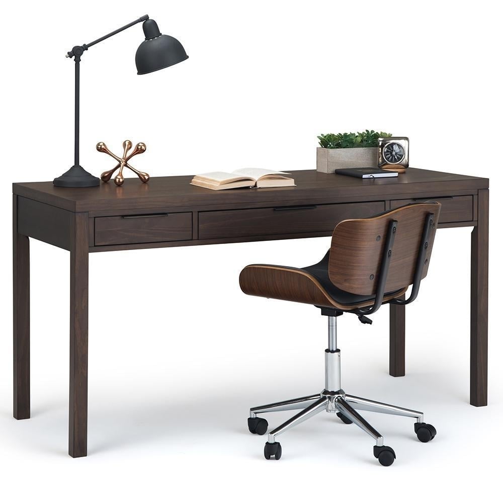 Hollander Desk Solid Wood 60 Inch Office Desk with Drawers Modern Design Image 5