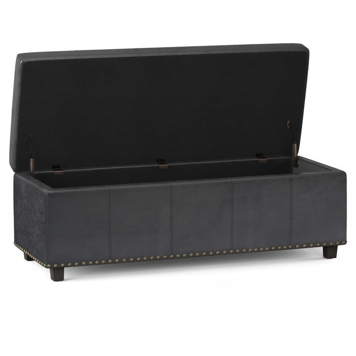 Kingsley Large Storage Ottoman Bench in Distressed Vegan Leather Image 3