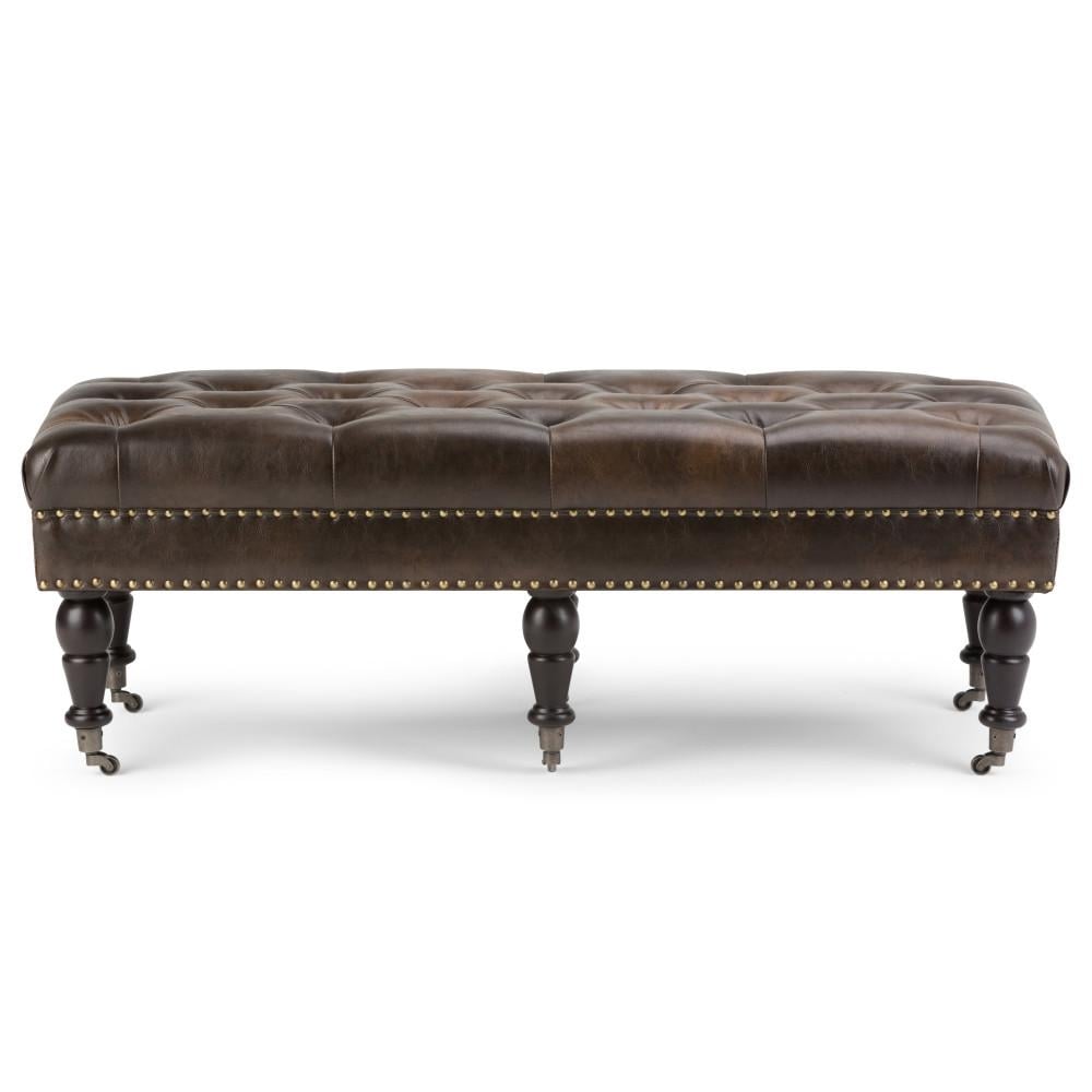 Henley Ottoman Bench in Distressed Vegan Leather Image 5