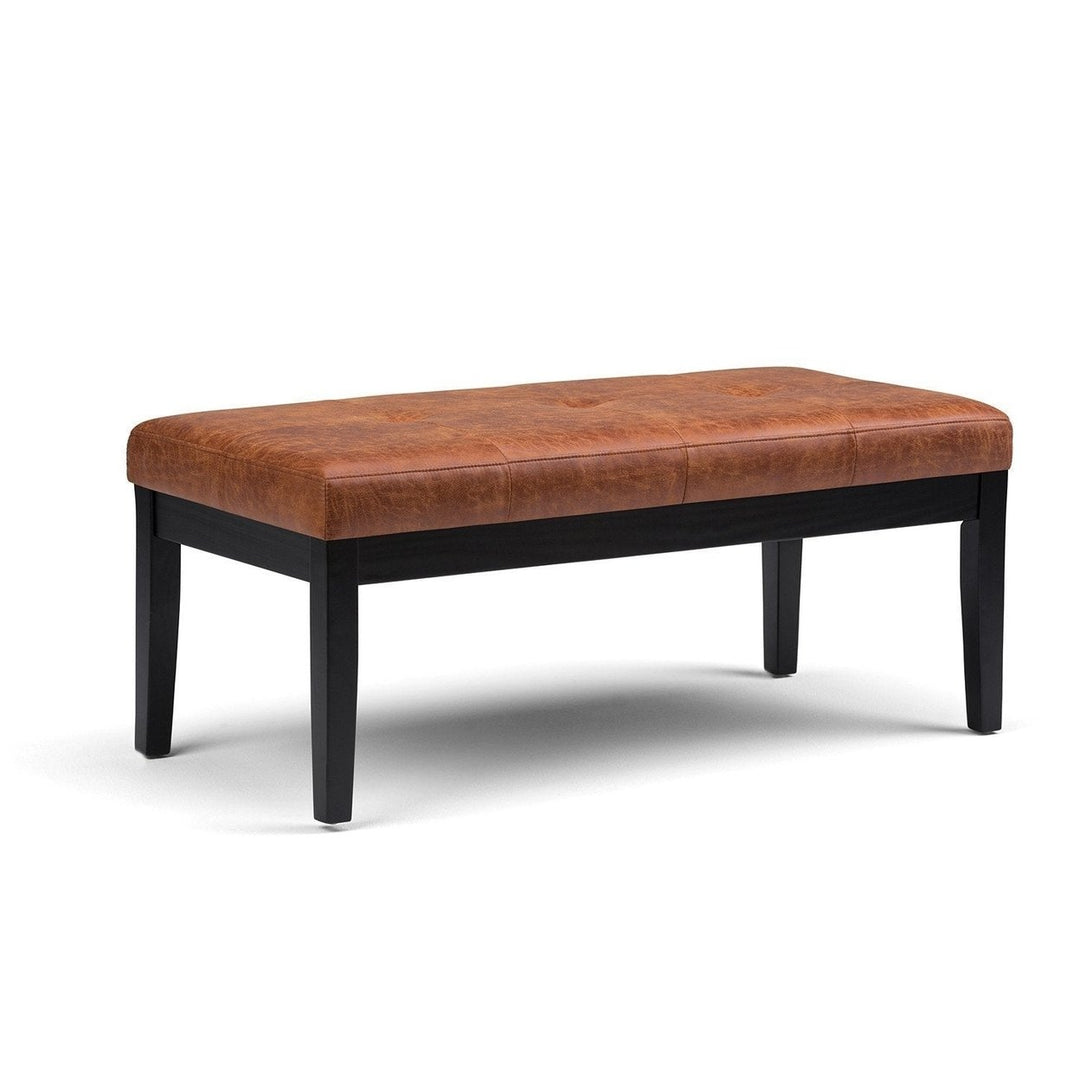 Lacey Ottoman Bench in Distressed Vegan Leather Image 1