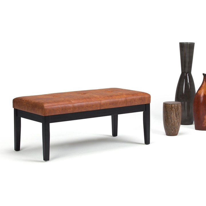 Lacey Ottoman Bench in Distressed Vegan Leather Image 6