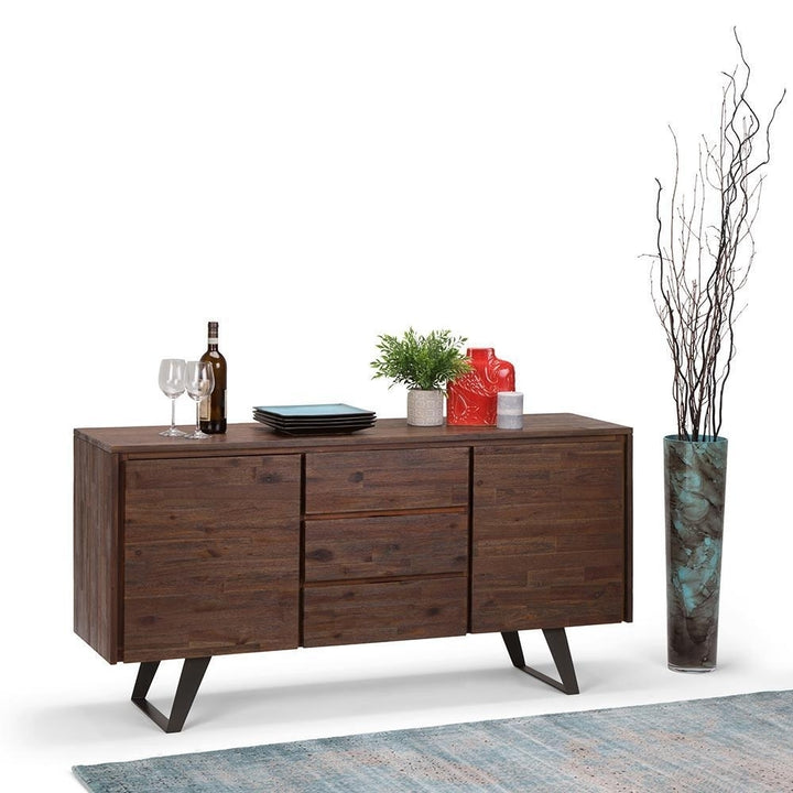 Lowry Sideboard Buffet Solid Acacia Wood Modern Industrial 60 Inch Storage Cabinet Image 6