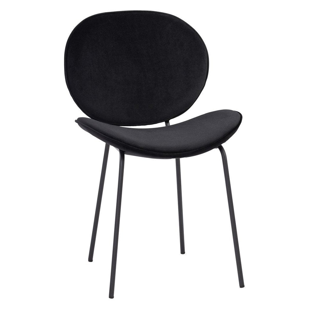 Ormer Dining Chair Black Velvet Matt Metal Legs W 54cm D 59cm H 81cm SH 47cm Image 1