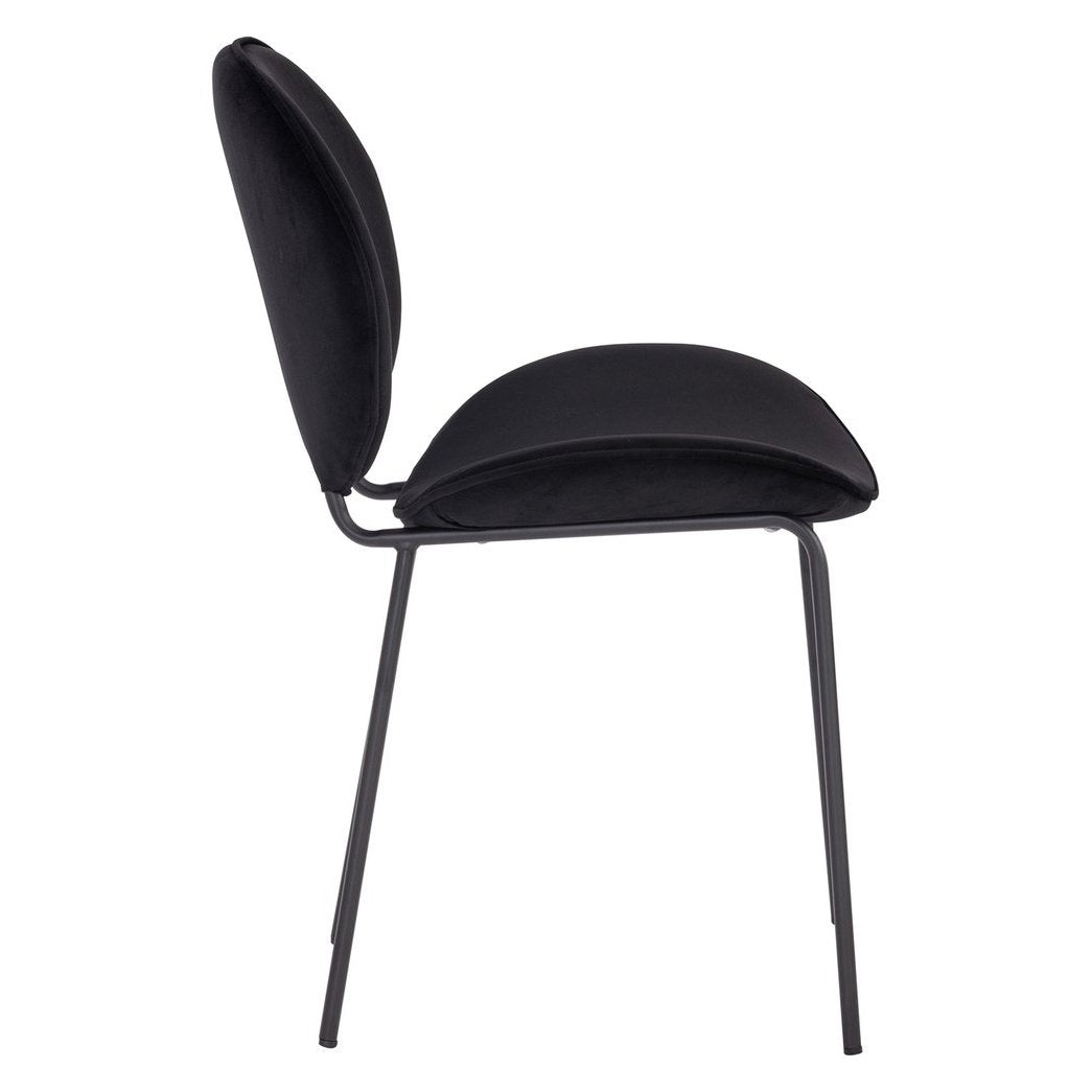 Ormer Dining Chair Black Velvet Matt Metal Legs W 54cm D 59cm H 81cm SH 47cm Image 3