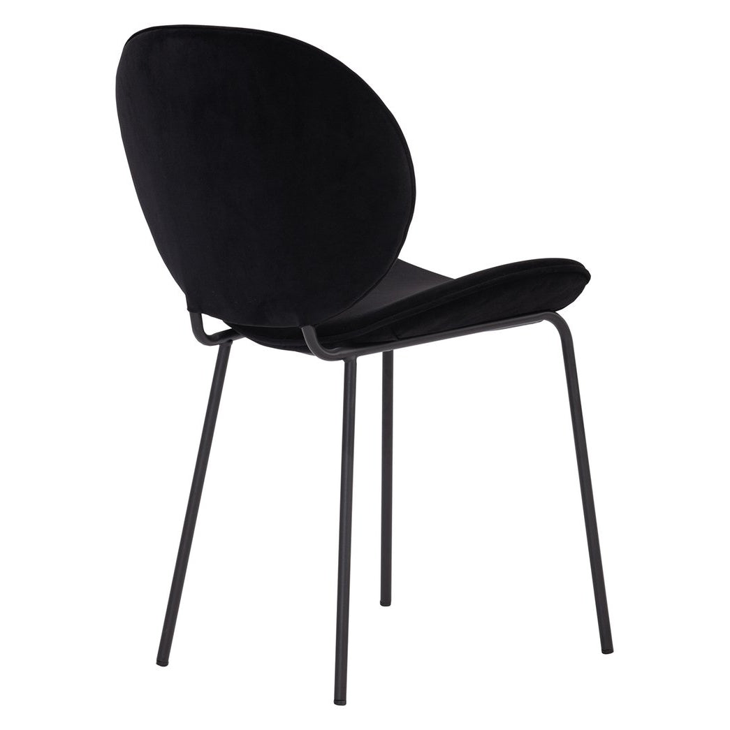 Ormer Dining Chair Black Velvet Matt Metal Legs W 54cm D 59cm H 81cm SH 47cm Image 4