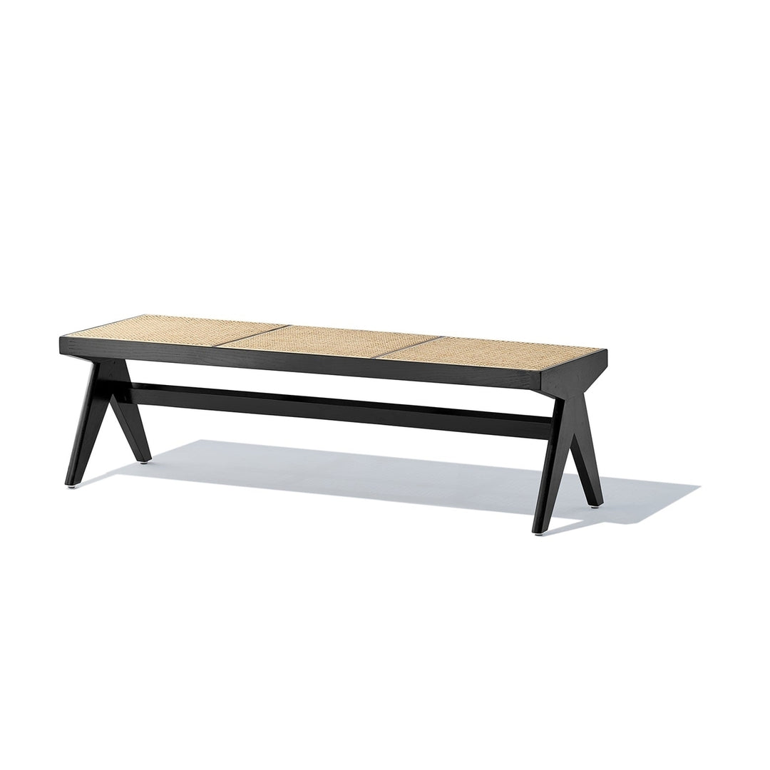 Clia Bench - Black and Natural Rattan Image 1