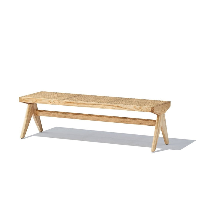 Celia Bench Solid Ash Wood Natural Rattan W 137cm D 46cm H 41cm Modern Design Image 2