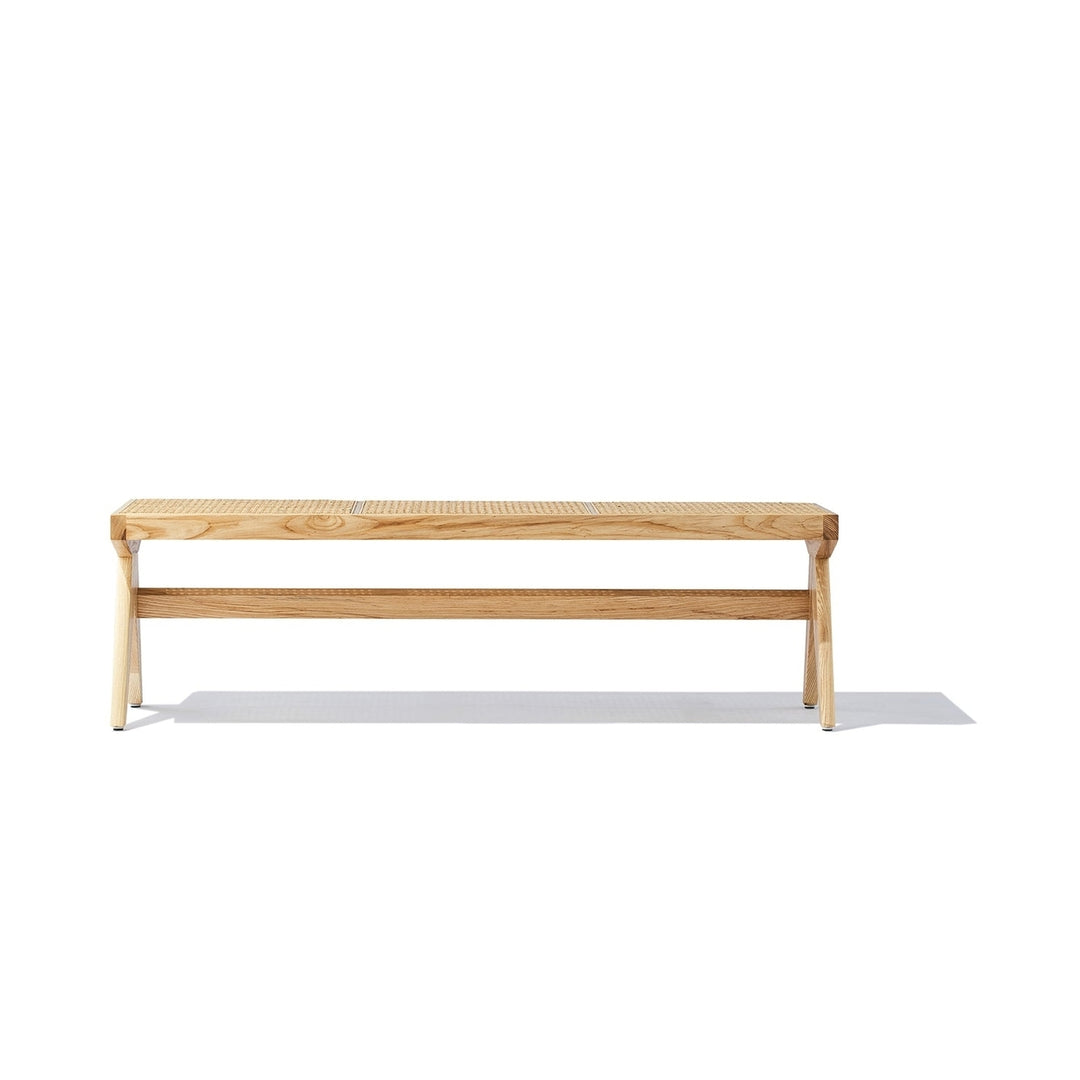 Celia Bench Solid Ash Wood Natural Rattan W 137cm D 46cm H 41cm Modern Design Image 3