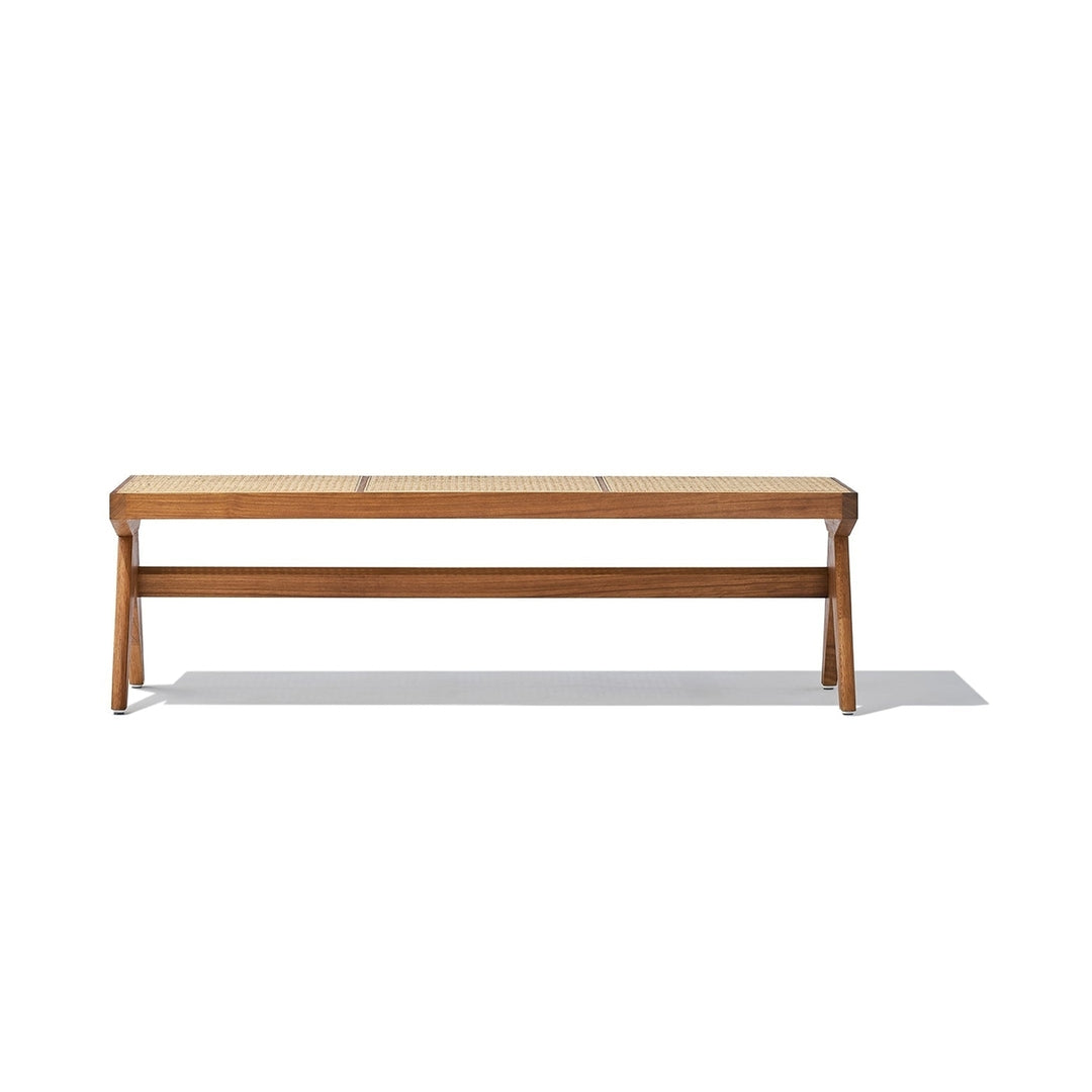 Clia Bench - Walnut and Natural Rattan Image 3