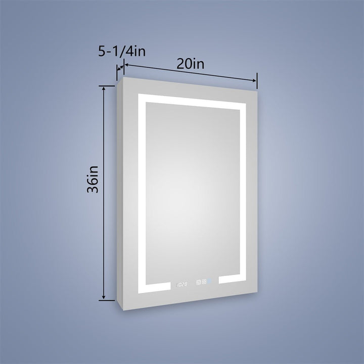 Boost-M2 LED Lighted Bathroom Medicine Cabinet 20x36 Recessed Mirror Clock Image 4