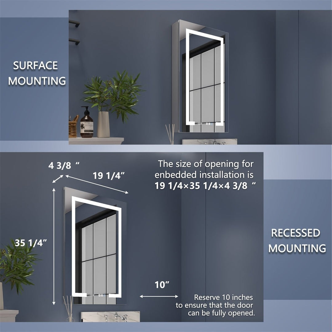 Boost-M2 LED Lighted Bathroom Medicine Cabinet 20x36 Recessed Mirror Clock Image 5