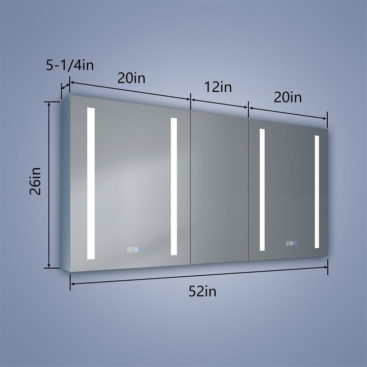 Boost-M1 52" LED Lighted Medicine Cabinet with Mirror Recessed or Surface Mount Image 2