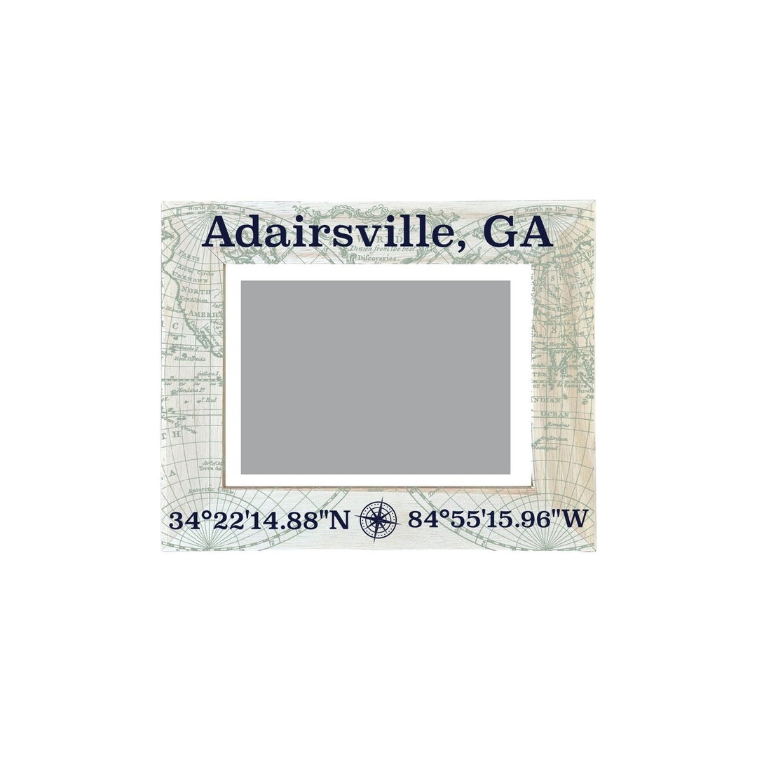 Adairsville Georgia Souvenir Wooden Photo Frame Compass Coordinates Design Matted to 4 x 6" Image 1