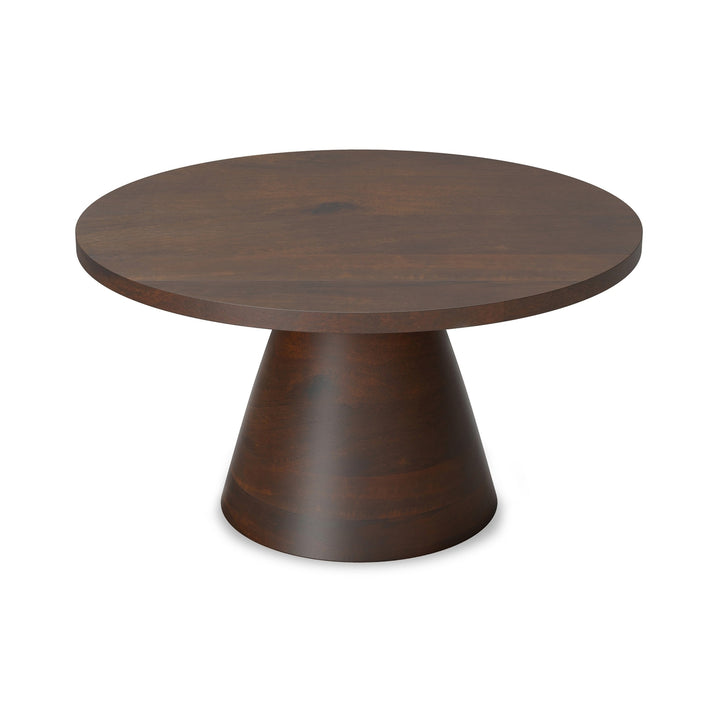 Winnie Round Coffee Table Acacia Wood Walnut Finish Modern Living Room Decor Image 1