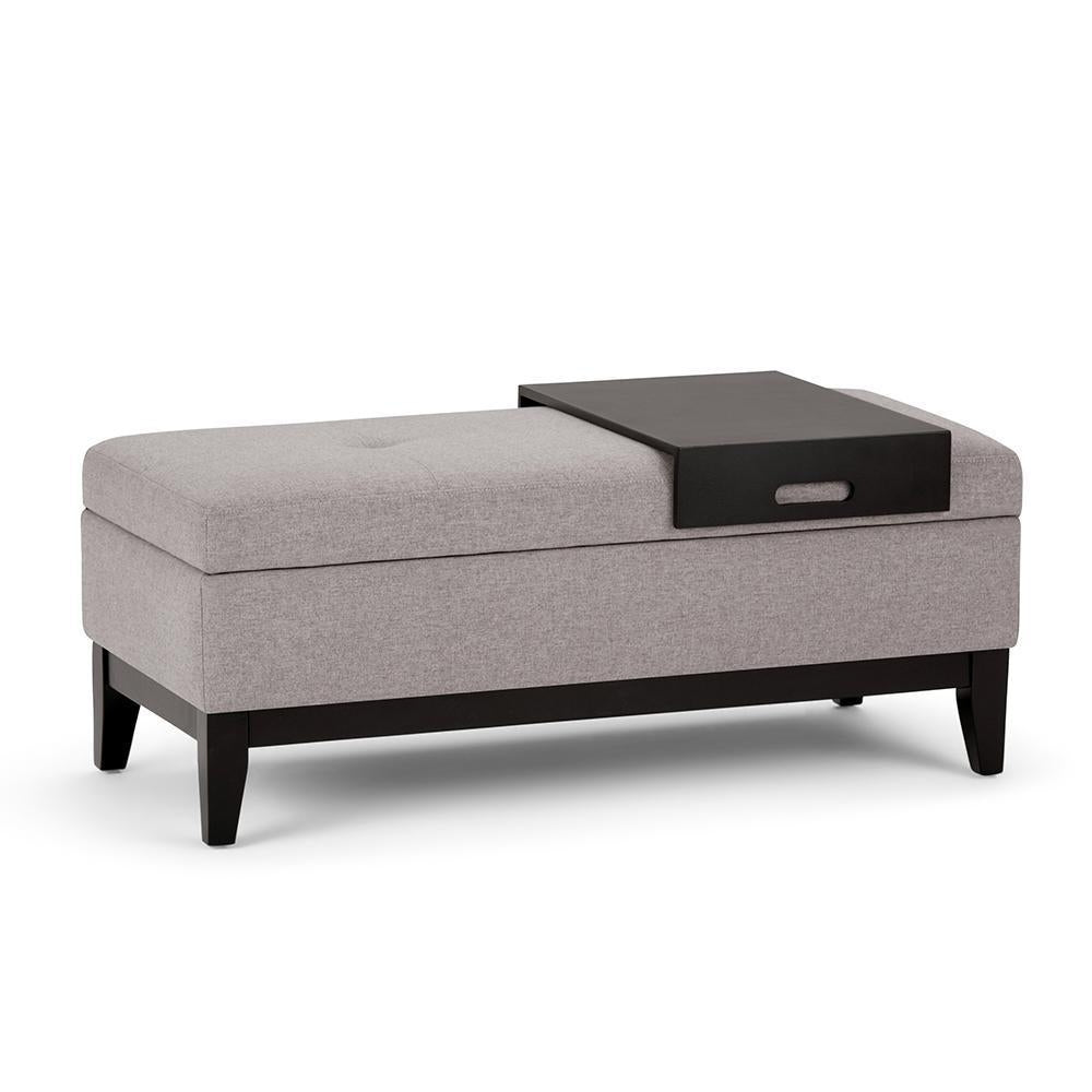 Oregon Storage Ottoman Bench with Tray in Linen Image 1