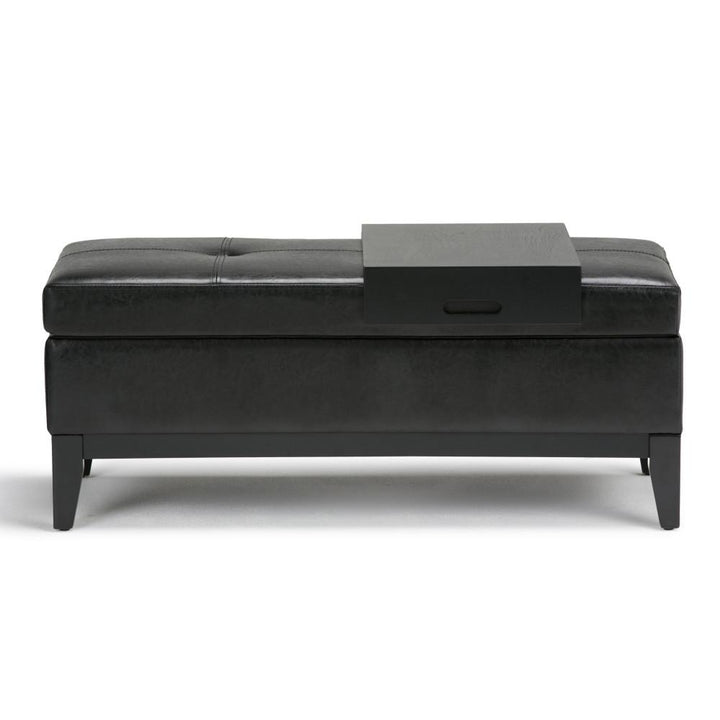 Oregon Storage Ottoman Bench with Tray in Vegan Leather Image 3