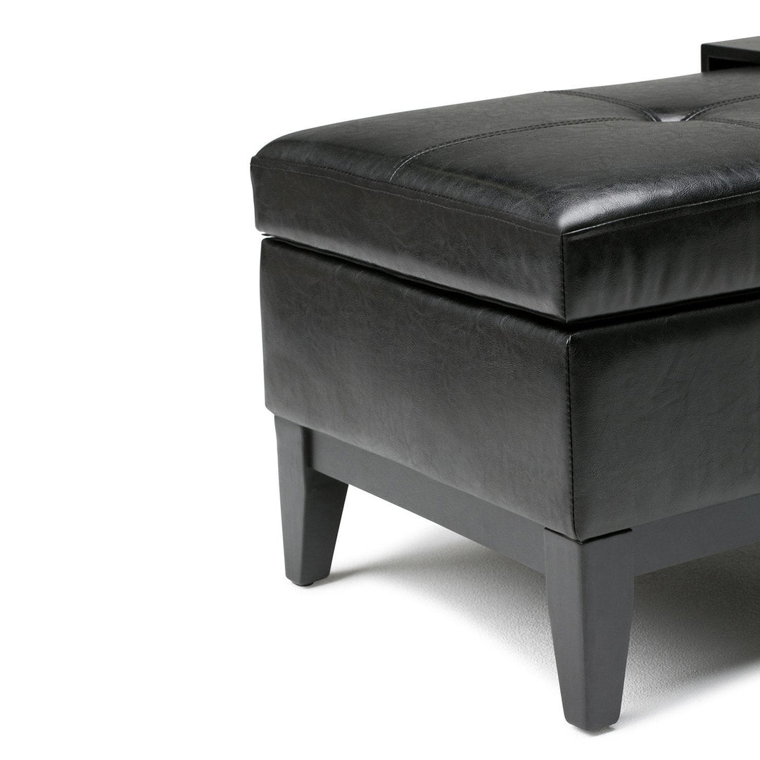 Oregon Storage Ottoman Bench with Tray in Vegan Leather Image 4
