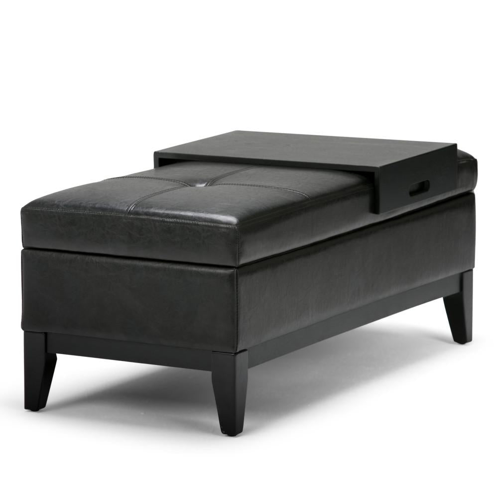 Oregon Storage Ottoman Bench with Tray in Vegan Leather Image 12