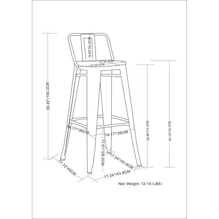 Rayne 30 inch Metal Bar Stool (Set of 2) Image 11