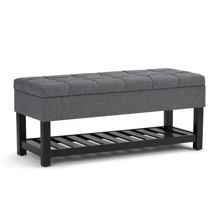 Saxon Ottoman Bench Storage Linen Tufted 43.5in Entryway Living Room Furniture Image 1