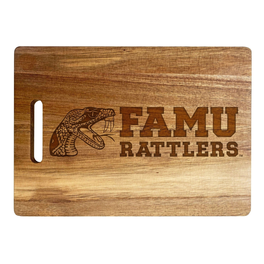 Florida AandM Rattlers Classic Acacia Wood Cutting Board - Small Corner Logo Image 2