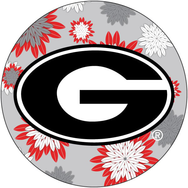 Georgia Bulldogs Floral Design 4-Inch Round Shape NCAA High-Definition Magnet - Versatile Metallic Surface Adornment Image 1