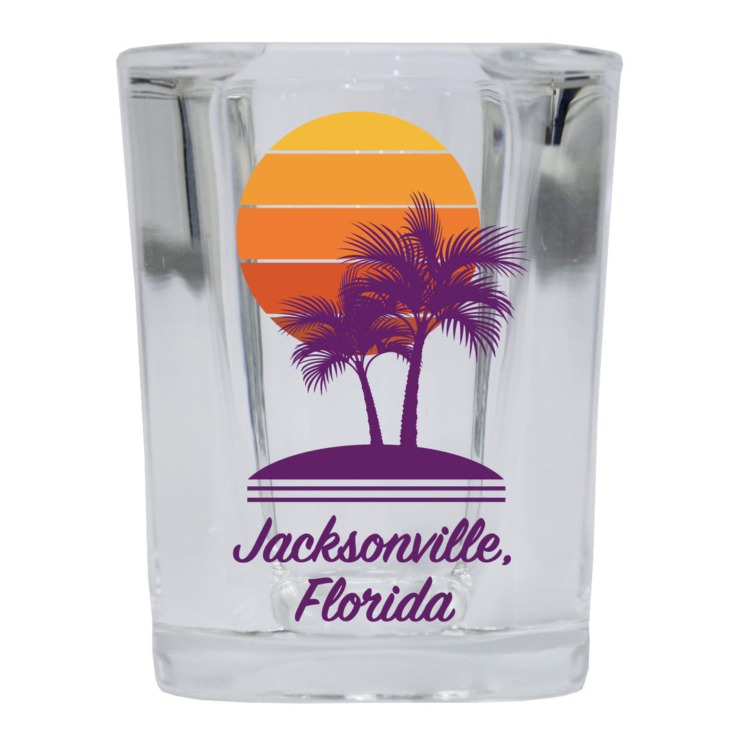 Jacksonville Florida Sunset Palm Square Shot Glass Image 1