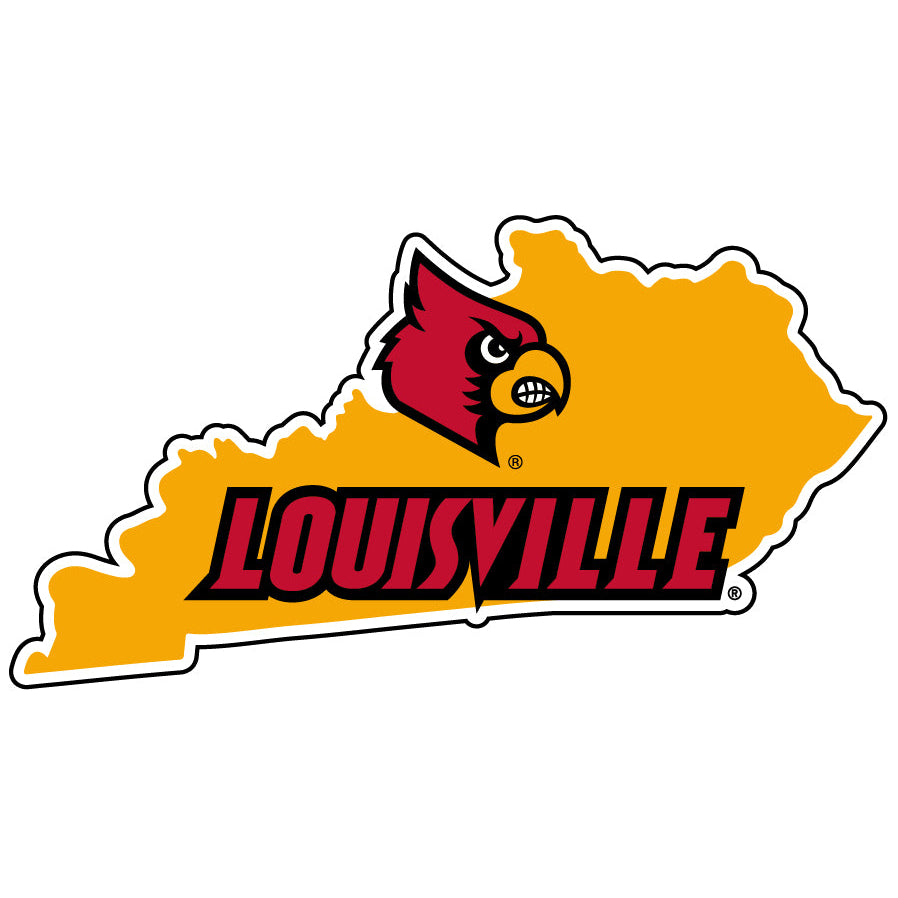 Louisville Cardinals 4 Inch State Shape Vinyl Decal Sticker Image 1