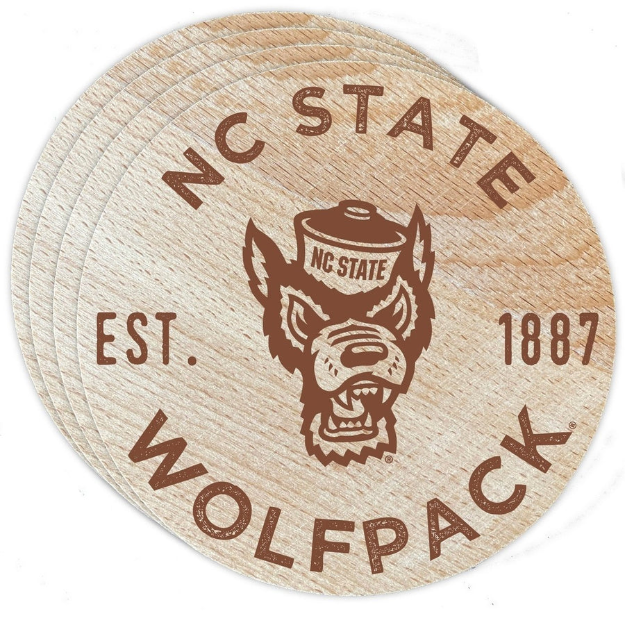 NC State Wolfpack Officially Licensed Wood Coasters (4-Pack) - Laser Engraved, Never Fade Design Image 1