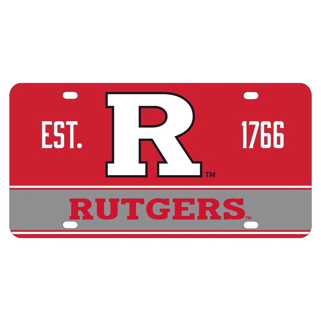 NCAA Rutgers Scarlet Knights Metal License Plate - Lightweight, Sturdy and Versatile Image 1