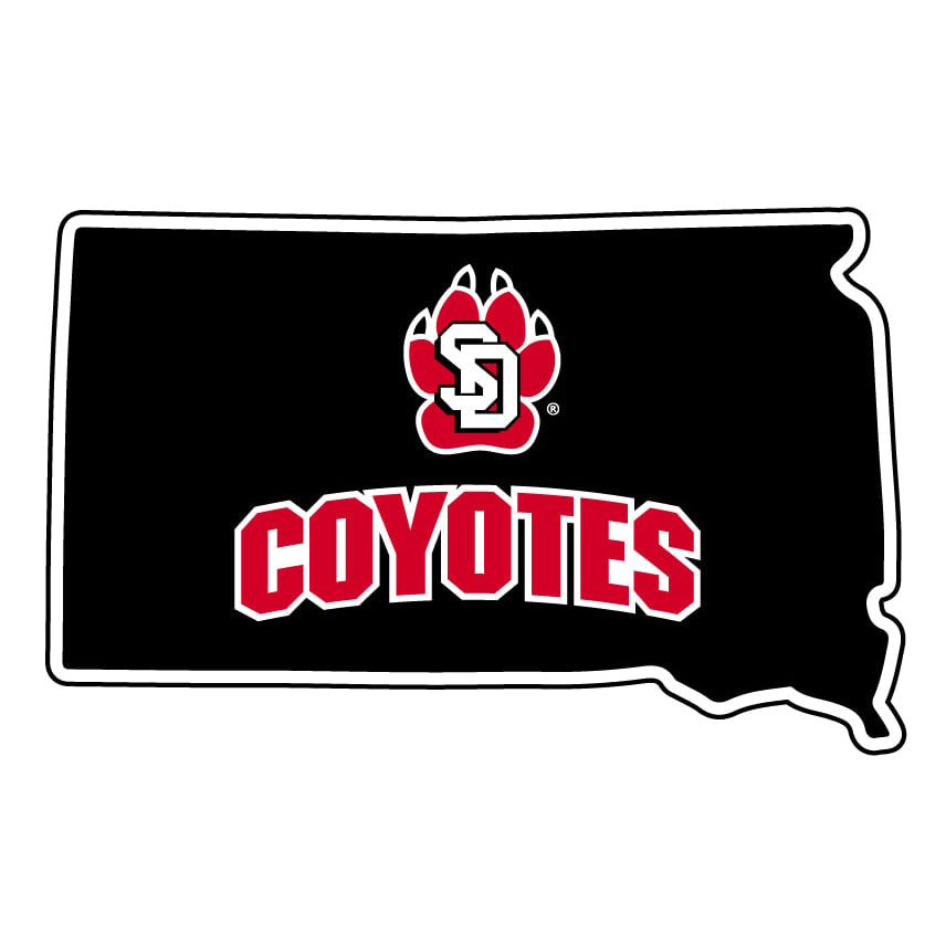 South Dakota Coyotes 4-Inch State Shape NCAA Vinyl Decal Sticker for Fans, Students, and Alumni Image 1