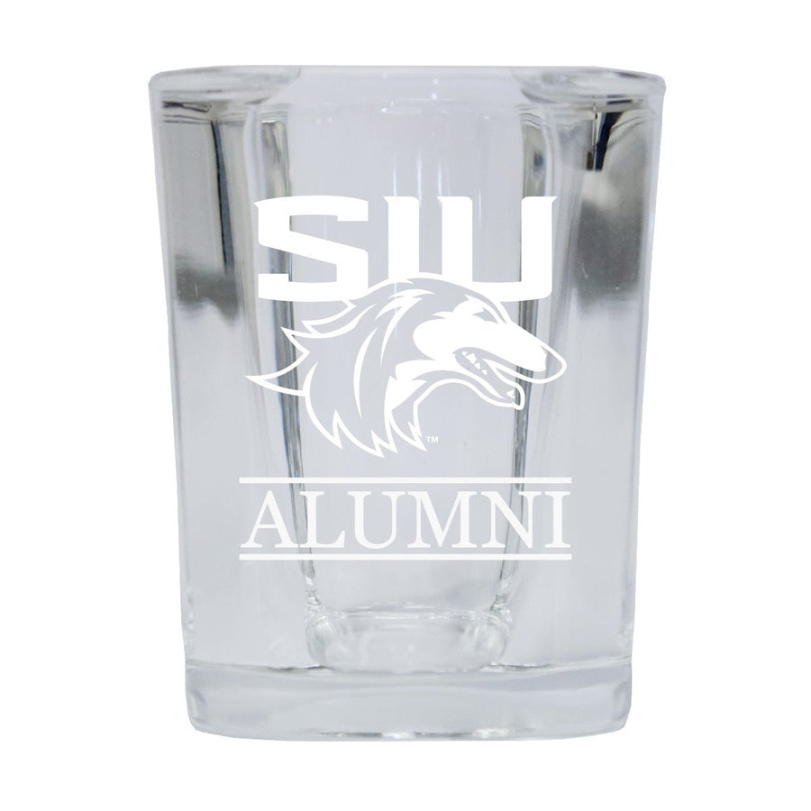 NCAA Southern Illinois Salukis Alumni 2oz Laser Etched Square Shot Glass Image 1