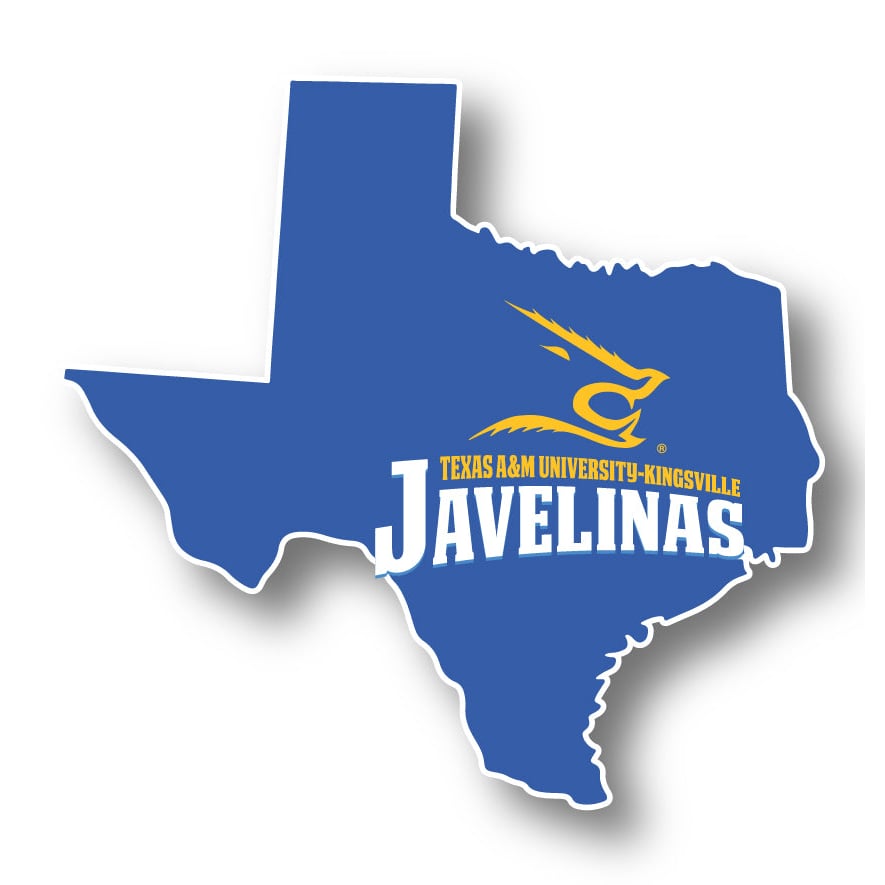 Texas AandM Kingsville Javelinas 4-Inch State Shape NCAA Vinyl Decal Sticker for Fans, Students, and Alumni Image 1