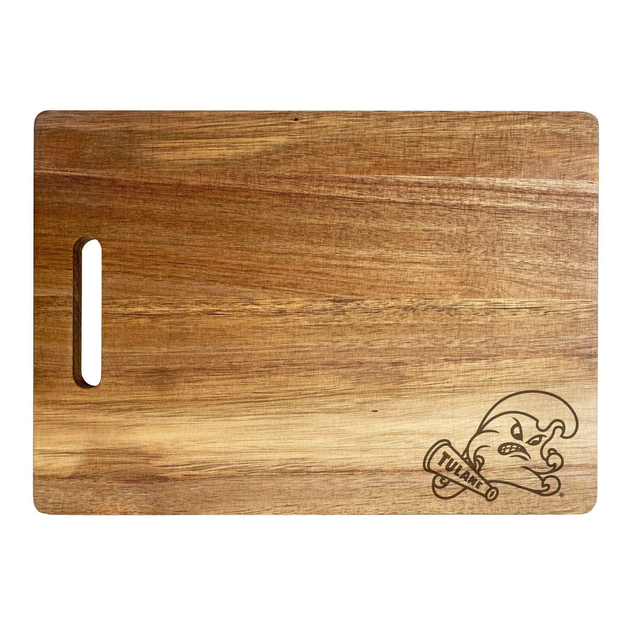 Tulane University Green Wave Classic Acacia Wood Cutting Board - Small Corner Logo Image 1